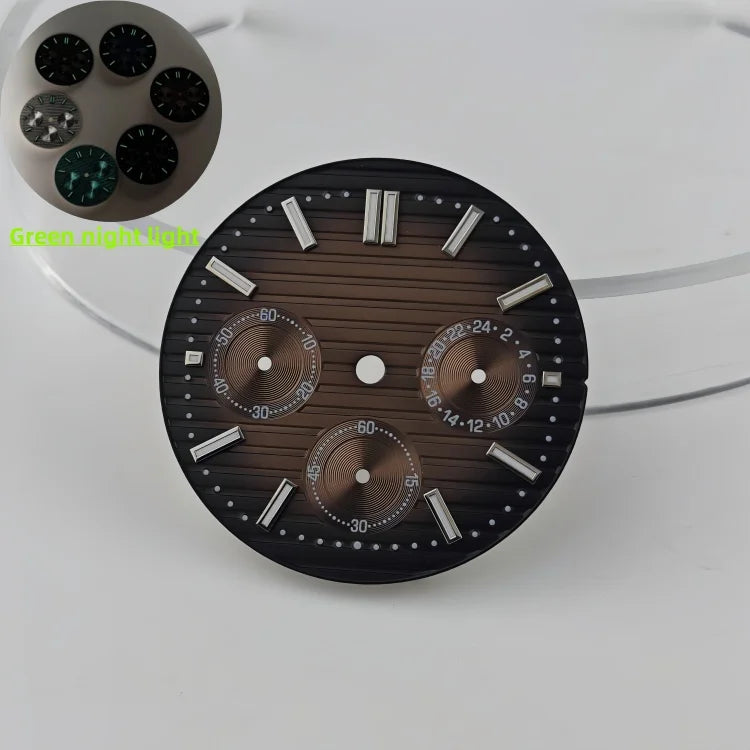 Watch Case Set 30mm Green Luminous Watch Dial Multi Functional Timing for VK63