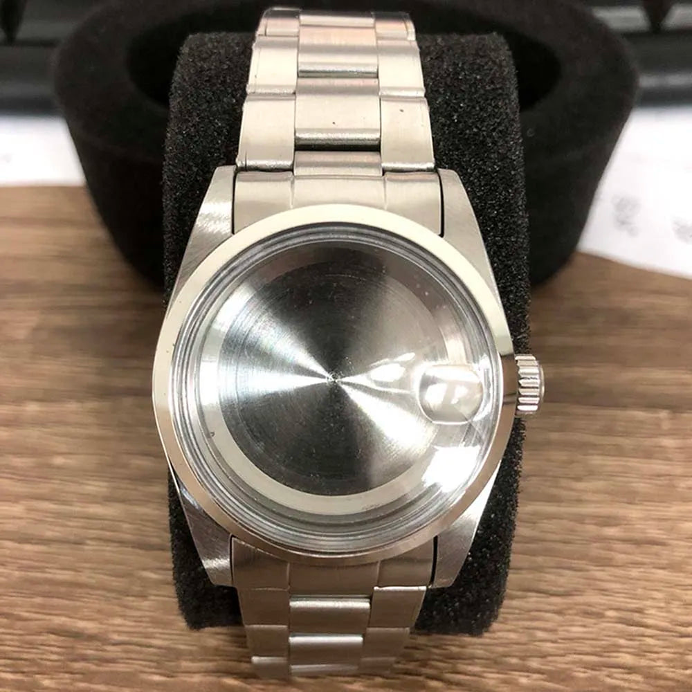 36mm Watch Case+Watch Strap Acrylic Glass Steel Case Watchband for NH35/NH36/4R