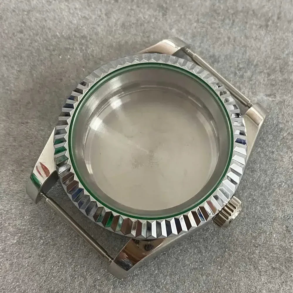 39mm Steel Watch Case Gear Ring Case with Sapphire Glass for NH35/ NH36/ 4R
