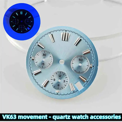 39mm Transparent Acrylic Watch Case 20mm Watch Bands Set 29.5mm Dial  for VK63