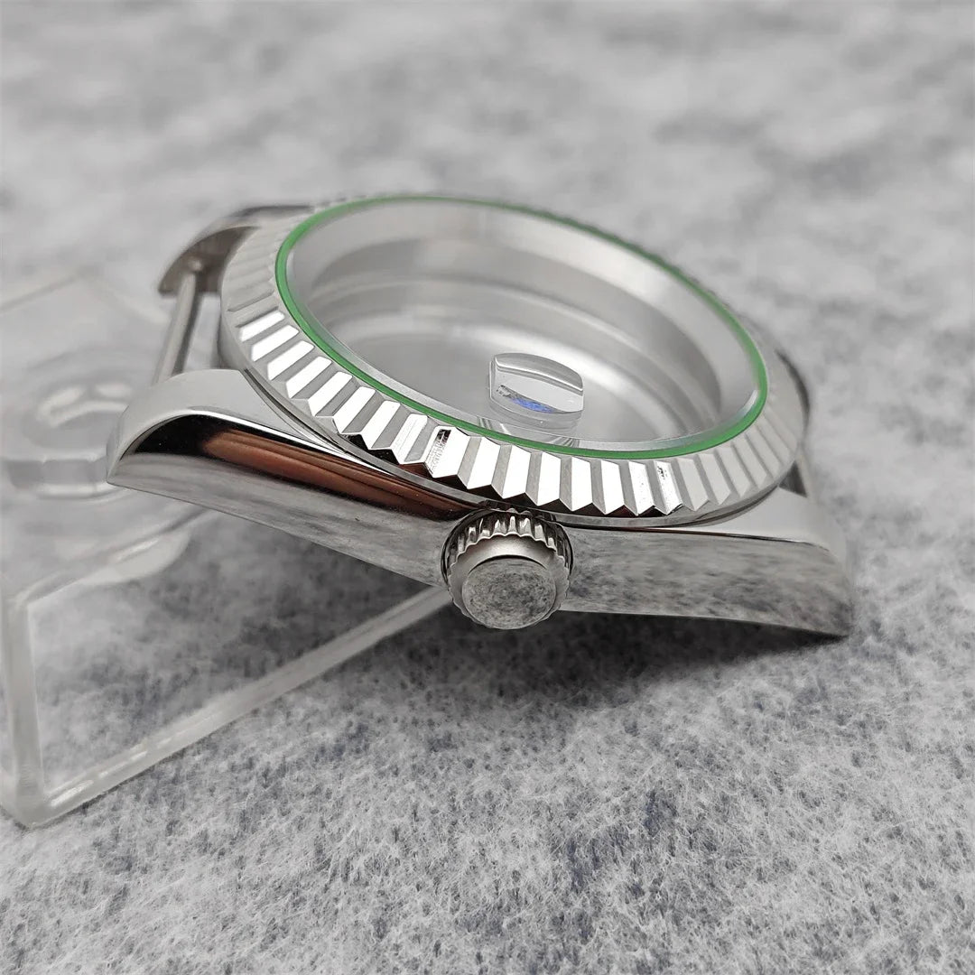 39mm Steel Watch Case Gear Ring Case with Sapphire Glass for NH35/ NH36/ 4R