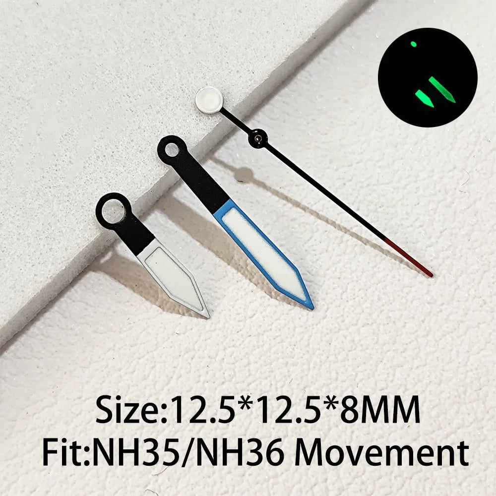 Watch Hands for NH35 NH36 Series Movement C3 Luminous Men's Watches Pointers