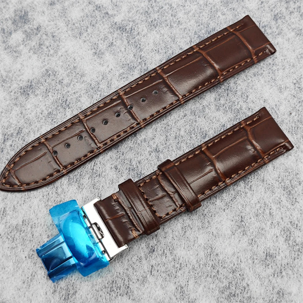 39MM Bubble Watch Case Butterfly Double Buckle Leather Strap for NH35/NH36/4R/7S