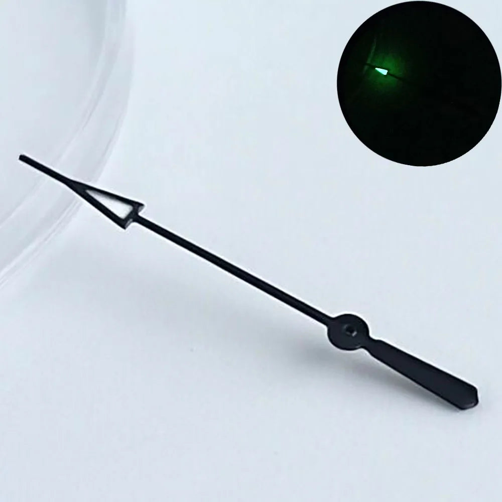 Green luminous watch hands for NH34, NH35, NH36 movements, personalized second hand.