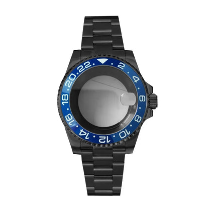 40MM Black Watch Case + Strap SUB Steel Case with Sapphire Crystal for NH35 NH36