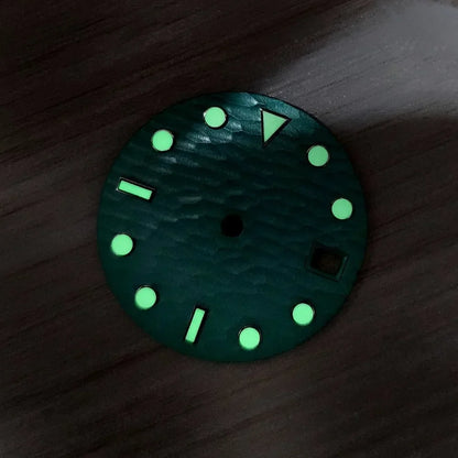 28.5mm Watch Dial Sea Wave Surface Green Luminous with Date for NH35/36/4R/7S