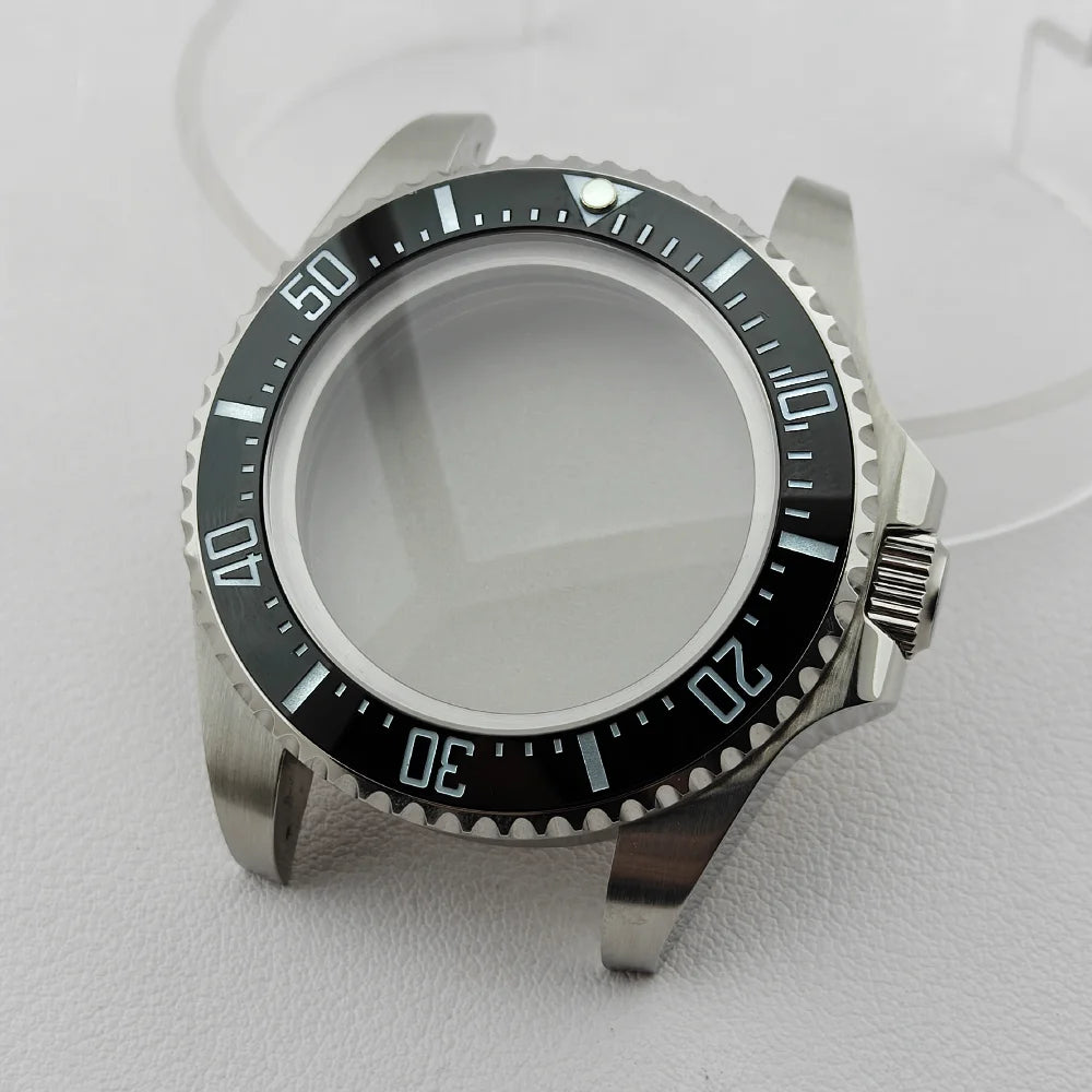 42.8mm Watch Cases Sapphire Both Side Curved Glass Ceramic Bezel For NH34/36/38