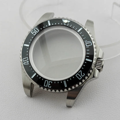 42.8mm Watch Cases Sapphire Both Side Curved Glass Ceramic Bezel For NH34/36/38