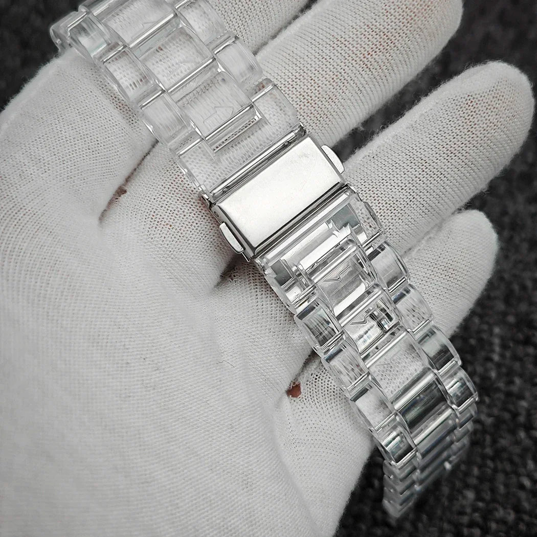 40mm Transparent Watch Case 20mm Bands Set Luminous Acrylic Case for NH35/NH36