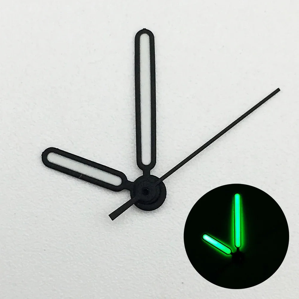 Black / Silver Modified Watch Hands for 8215/2813 Movement Green Luminous Needle