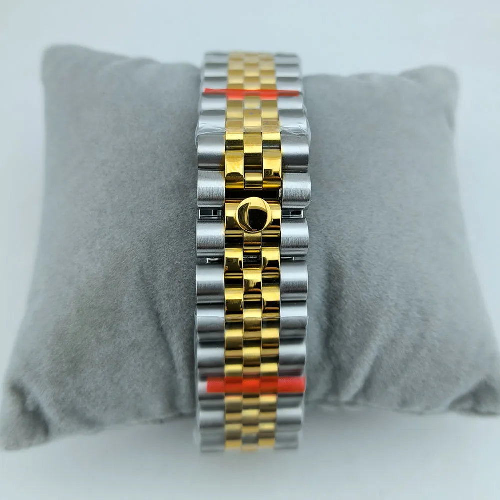 Diamond Decorated Steel Watch Case with Sapphire Glass Waterproof Fit NH35/NH36