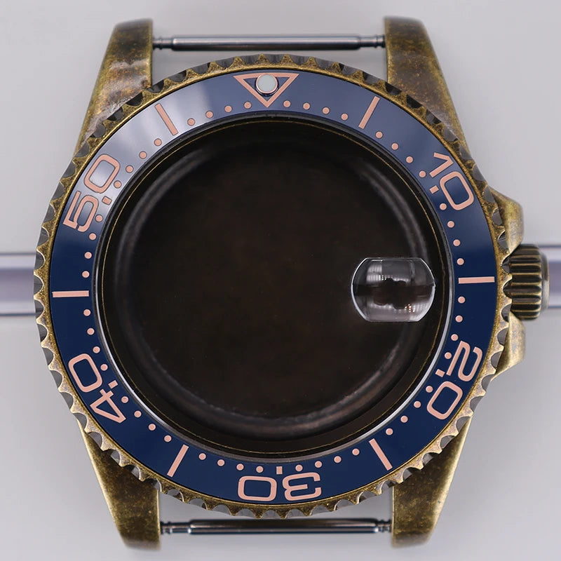 Bronze 40mm Watch Case Ceramic Bezel For SUB NH35/36/34/38/70 Sapphire Glass
