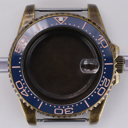 Bronze 40mm Watch Case Ceramic Bezel For SUB NH35/36/34/38/70 Sapphire Glass