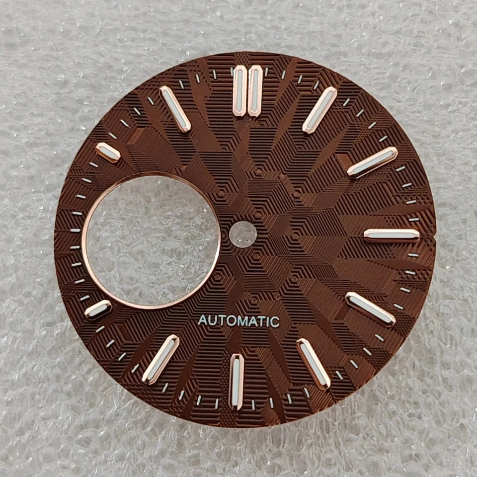 28.5mm Watch Dial Geometric Shapes Texture with Green Luminous for NH38 Movement