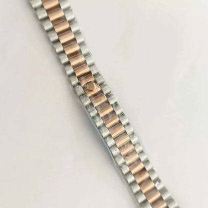 Steel 41mm Silver-RoseGold Classic Style Watch Case+Strap 28.5mm Dial Fit 8285