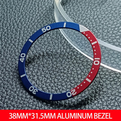 Flat luminous aluminum bezel insert for 38mm watches, durable replacement accessory.