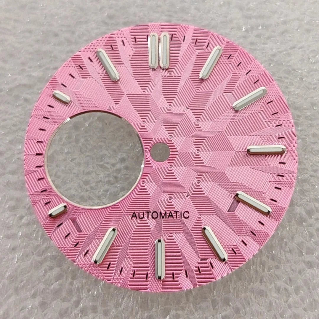 28.5mm Watch Dial Geometric Shapes Texture with Green Luminous for NH38 Movement