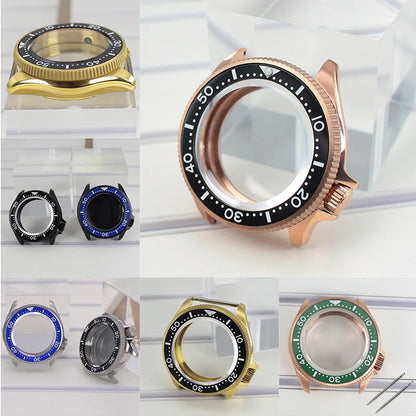 38mm Steel Watch Case Sapphire For Nh35 Nh36 Nh70 4R36 Multicolor Ceramic Bezel