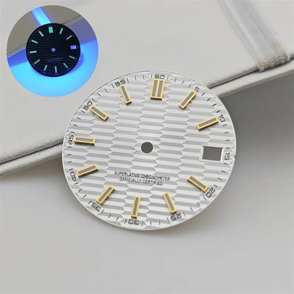 28.5mm Watch Dial Metallic Texture Surface Log BGW9 Luminous for NH35 Movement
