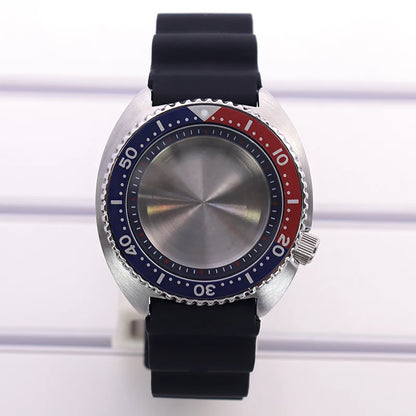 45mm Turtle Abalone Watch Case For NH35 NH36 NH34 NH38 Steel Chapter Ring Bezel