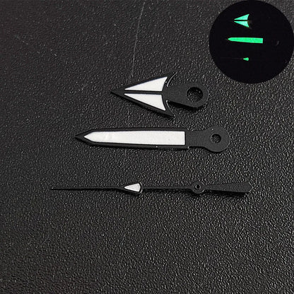 Green luminous watch hands for NH35/NH36 movement, high-quality glow pointers.