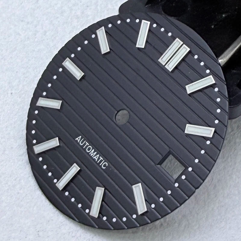 30.5mm S Logo Silver Nail Nautilus Watch Dial Fit NH35/NH36/7S/4R Movement