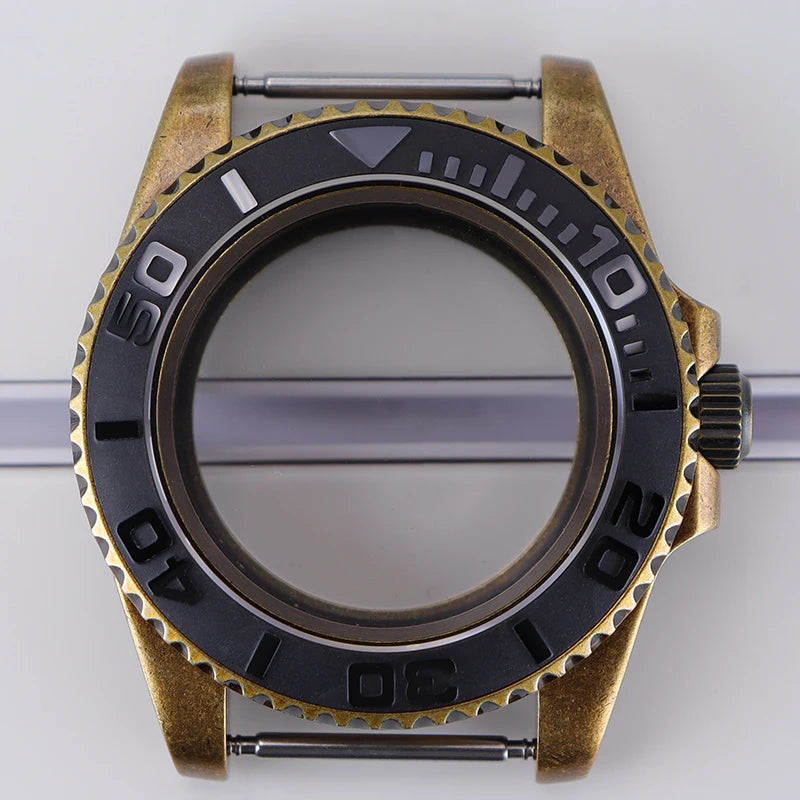 40mm Bronze SUB Watch Case Bezel For NH35/36 GMT NH34/38 4R36 Sapphire Crystal