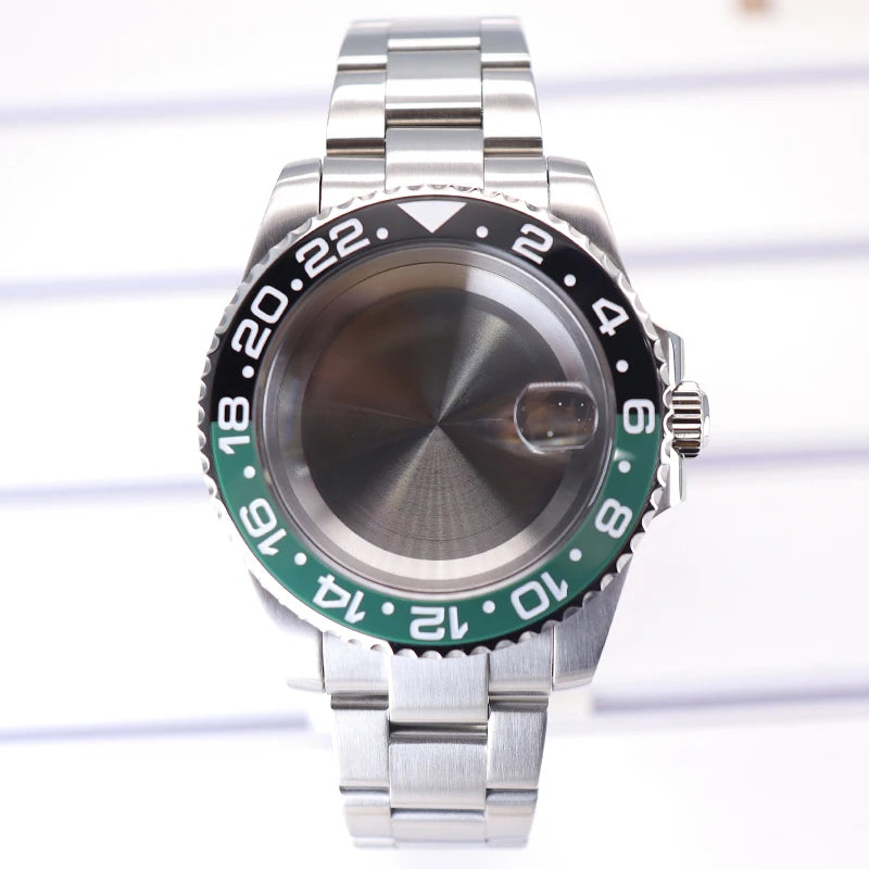 Silver 40mm Diver Case Sapphire  For NH35 NH36 NH34 NH38 Miyota 8215 Eta 2824