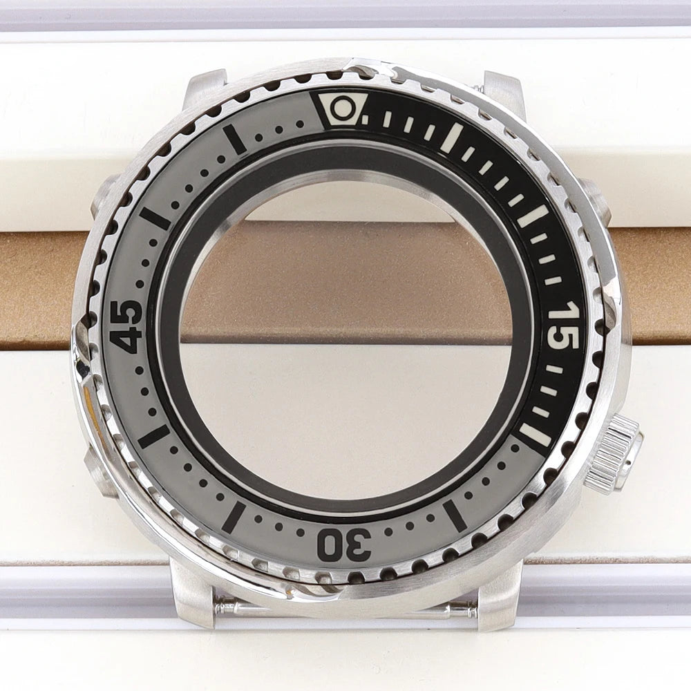43mm Watch Case For NH34 NH35 NH36 NH38 Tuna Sapphire Crystal Luminous Bezel