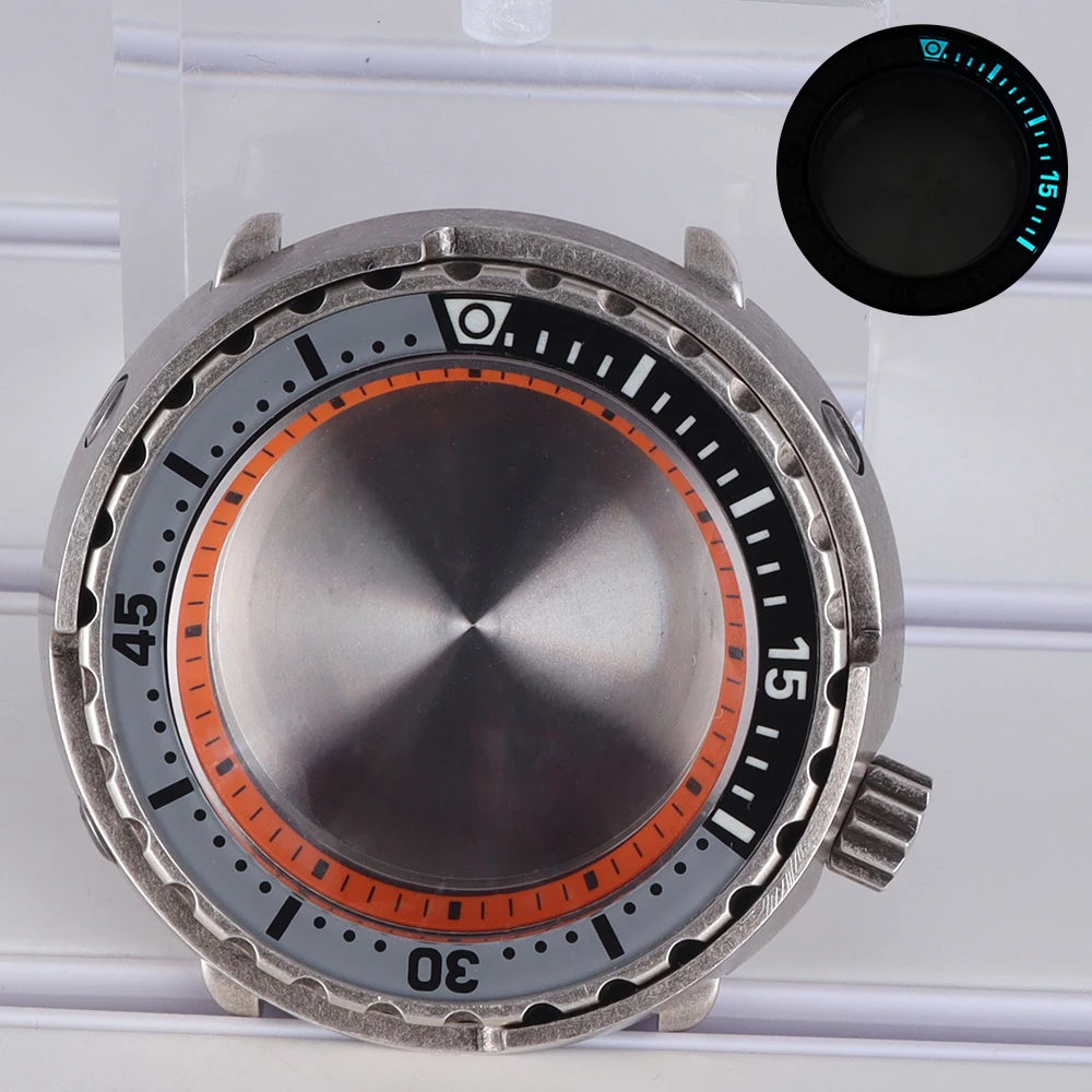 47mm Watch Case Sapphire Crystal For NH35/36 NH38 Modified Tuna Canned C3 Bezel