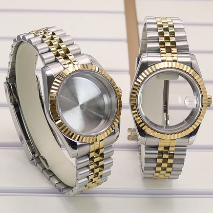36/40mm Fluted Watch Case Sapphire Glass For NH35/36 Miyota 8215 28.5mm Datejust