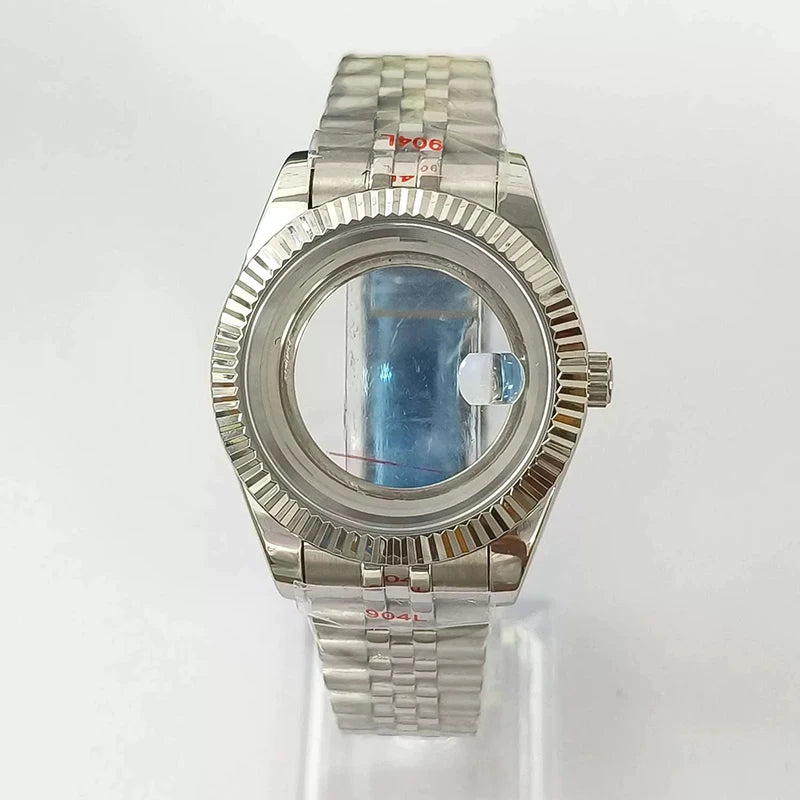 316L Steel 41mm Silver Classic Style Watch Case+Strap 28.5mm Dial Fit 8285