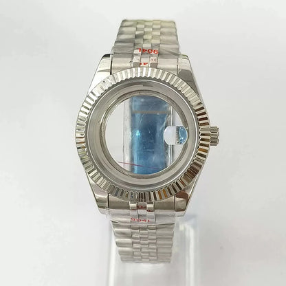 316L Steel 41mm Silver Classic Style Watch Case+Strap 28.5mm Dial Fit 8285