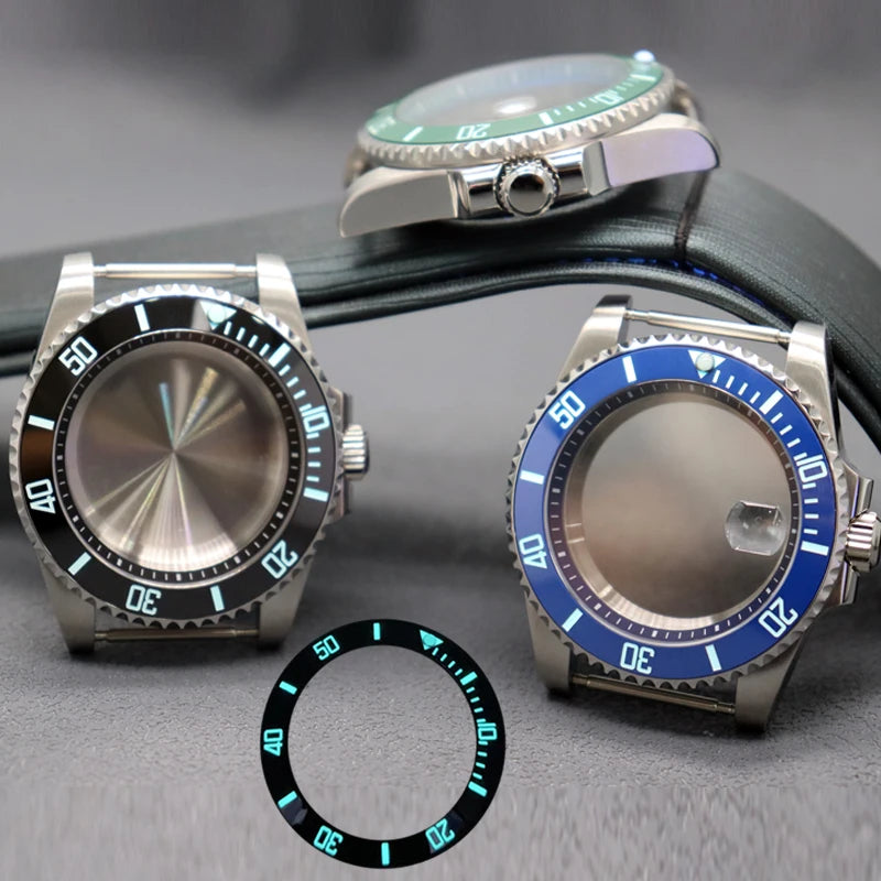 Diver 40mm Watch Case Sapphire For Nh34 Nh35 Nh36 Luminous SUB Ceramic Bezel