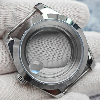 39mm Steel Watch Case Transparent Bottom with Sapphire Glass for NH35/NH36