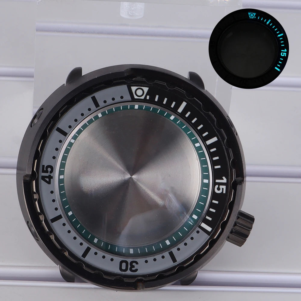 47mm Watch Case Sapphire Crystal For NH35/36 NH38 Modified Tuna Canned C3 Bezel