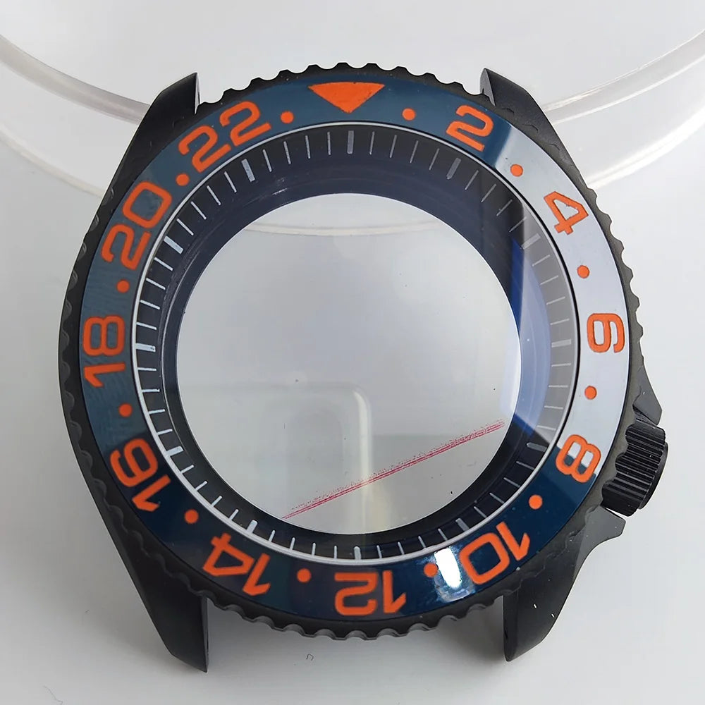 Case 41.5mm Convex Sapphire Glass Ceramic Bezel Stainless Steel Black Matte Waterproof Case Fit NH 35 NH36 Movement Case