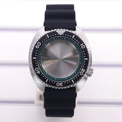45mm Turtle Abalone Watch Case For NH35 NH36 NH34 NH38 Steel Chapter Ring Bezel