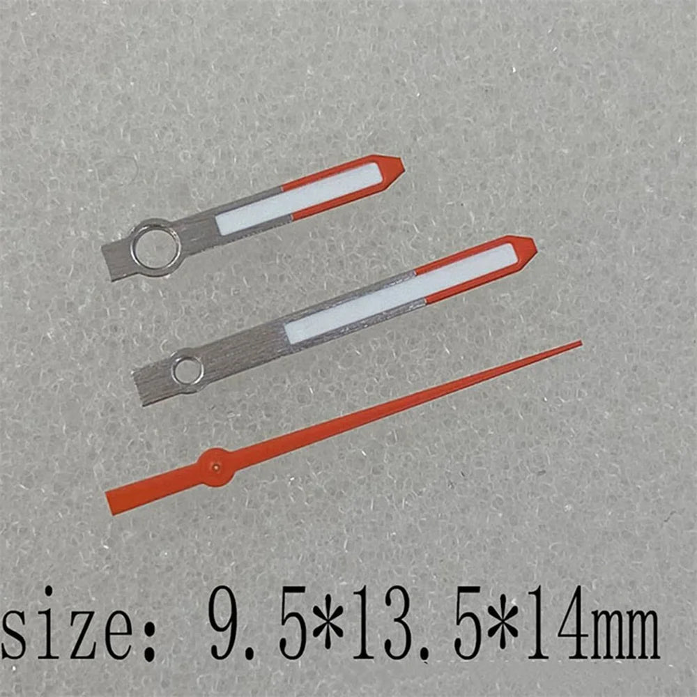White Orange Watch Hands for NH35 NH36 Movement Green Luminous 9.5*13.5*14mm