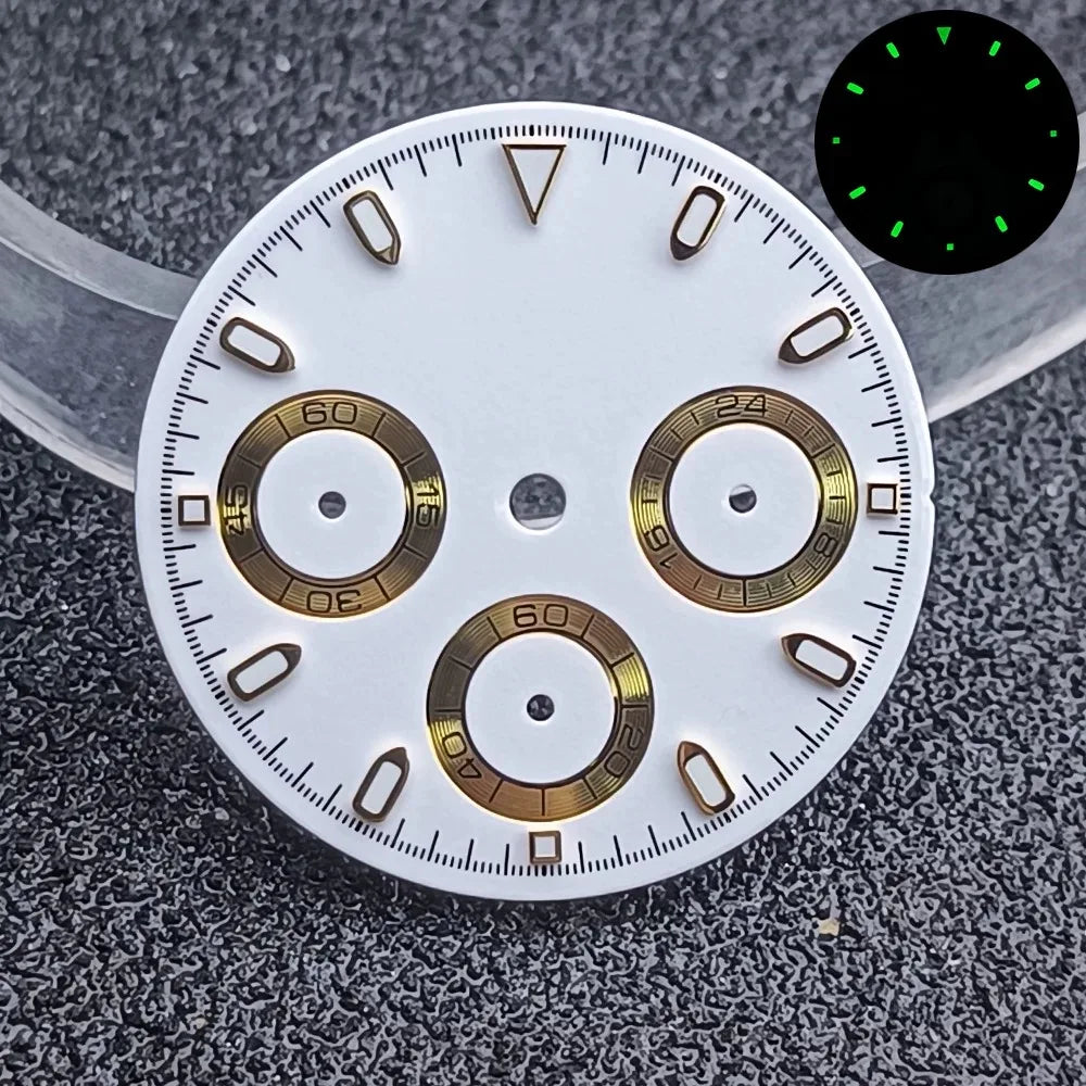 29.5mm C3 Green Luminous Timer Multicolor Watch Dial Suitable For VK63 Movement