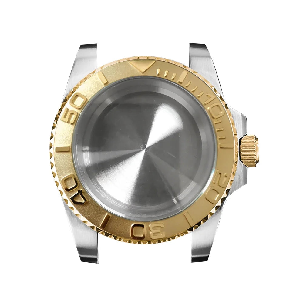 316L Watch Case 40mm Gold Edge Sapphire Flat Glass for NH35/ NH36 Modification