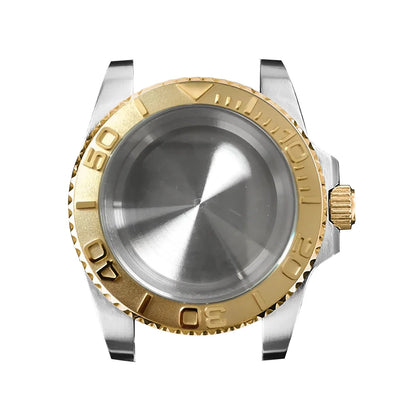 316L Watch Case 40mm Gold Edge Sapphire Flat Glass for NH35/ NH36 Modification