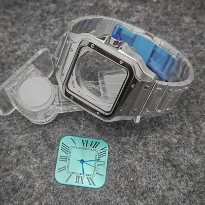 38mm 316L Stainless Steel Square Watch  Case Set for NH36 4R36 Movement