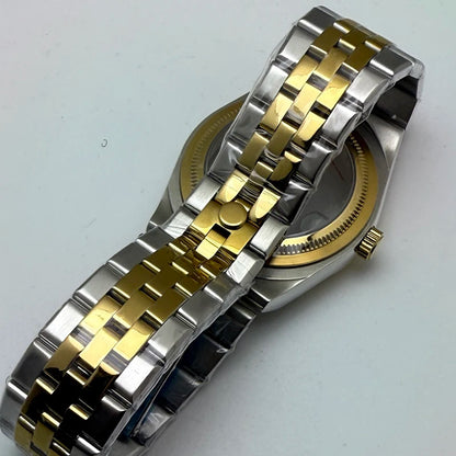 39.5mm Land-Dwellwe GOLD Case+Strap Sapphire Glass Luminou 33.8mm Dial Fit NH35