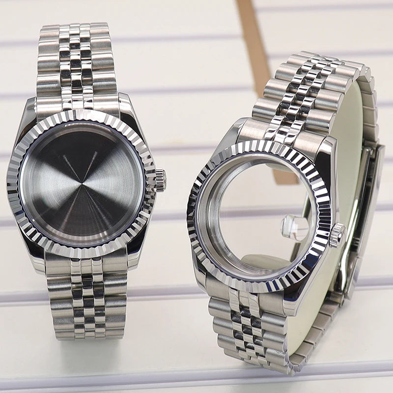 36/39mm Sapphire Case Fluted Curved Bezel For NH35 NH36 NH38 Miyota 8215 8205