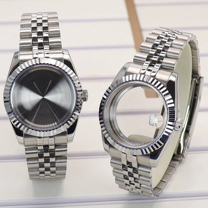 36/39mm Sapphire Case Fluted Curved Bezel For NH35 NH36 NH38 Miyota 8215 8205