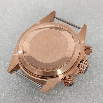 316L 39mm Case Colorful Diamond Ceramic Bezel Compatible with VK63 Three-Eye
