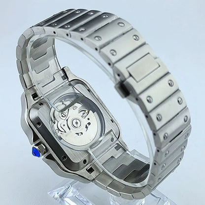 Watch Case with Square Roma Dial Folding Buckle Square Case fit NH35 NH Series