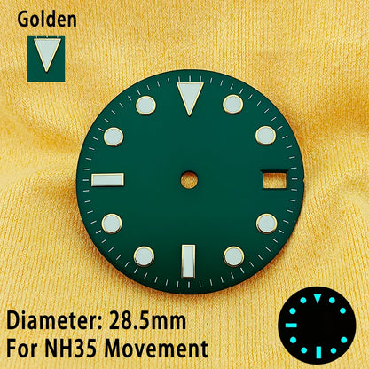 28.5mm Multicolor Watch Dials For NH35 NH36 Blue Luminous with Dial Calendar