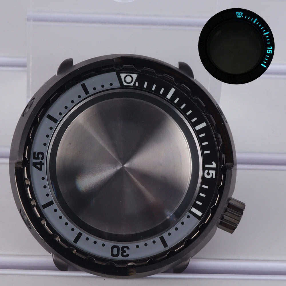 47mm Watch Case Sapphire Crystal For NH35/36 NH38 Modified Tuna Canned C3 Bezel